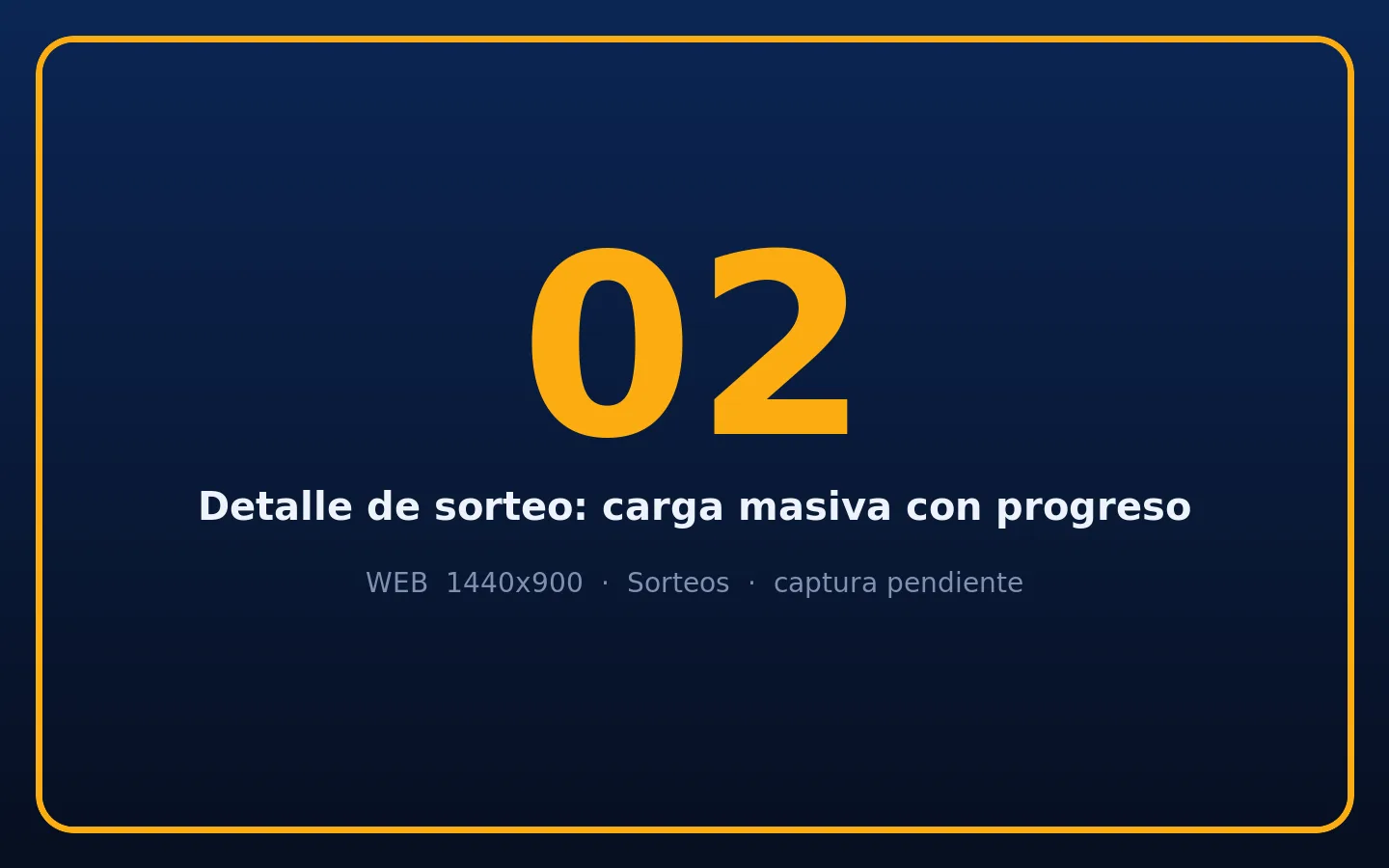 Captura 02: detalle de sorteo con carga masiva y progreso