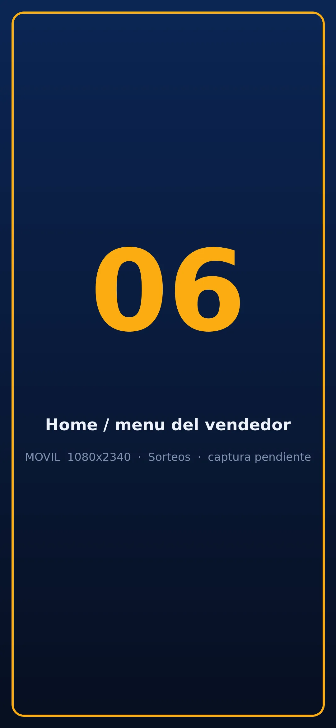 Captura 06: app móvil, menú de inicio del vendedor